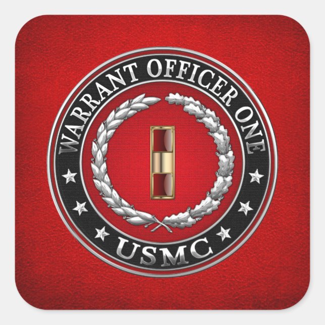 U.S. Marines: Warrant Officer One (USMC WO-1) [3D] Square Sticker (Front)
