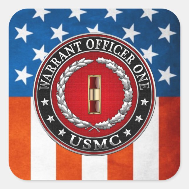U.S. Marines: Warrant Officer One (USMC WO-1) [3D] Square Sticker (Front)