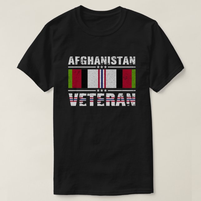 U.S. Military Afghanistan War Veteran Distressed T T-Shirt (Design Front)