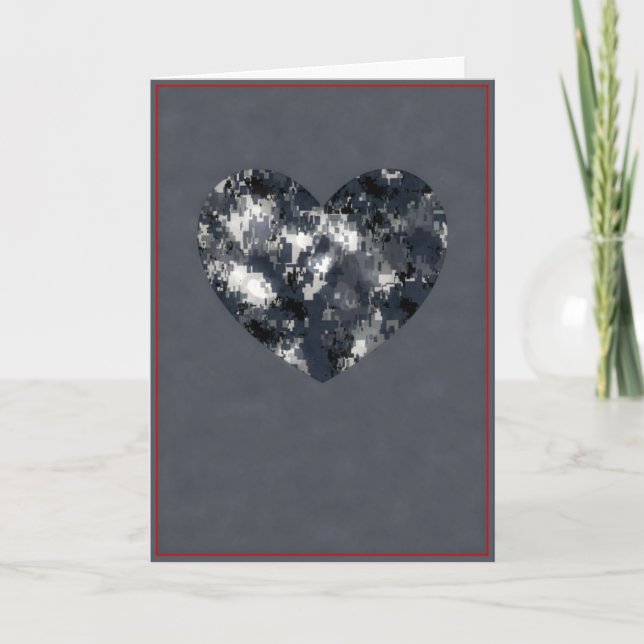 U.S. Military Digital Blue Camo Valentine's Day Holiday Card (Front)