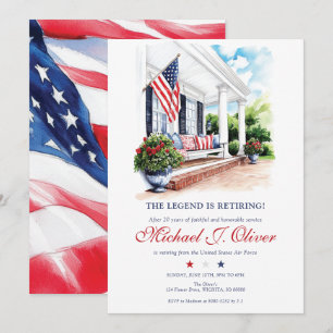 U.S. Military Retirement Patriotic Home Porch Invitation