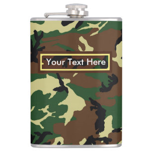 U.S. Military Woodland Camouflage 6 oz or 8 oz Hip Flask