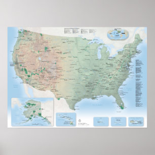 U.S. National Parks map poster