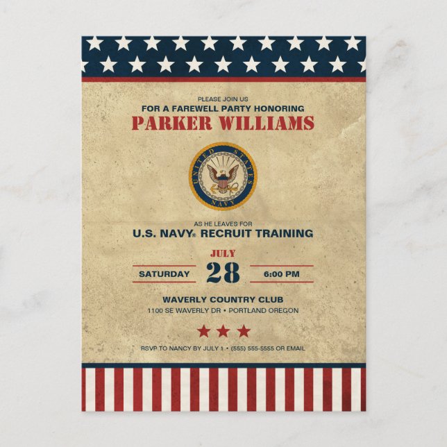 U.S. Navy Farewell Party - Recruit Training Postcard (Front)