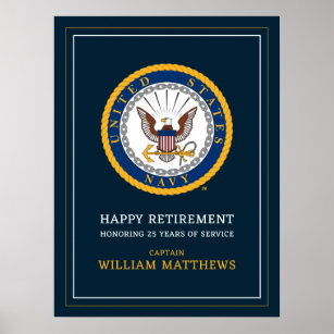 U.S. Navy   Navy Emblem   Happy Retirement Poster