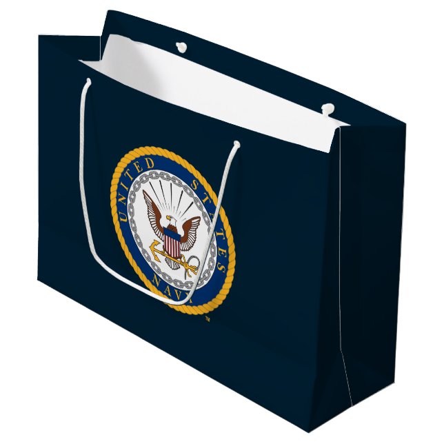 U.S. Navy | Navy Emblem Large Gift Bag (Front Angled)