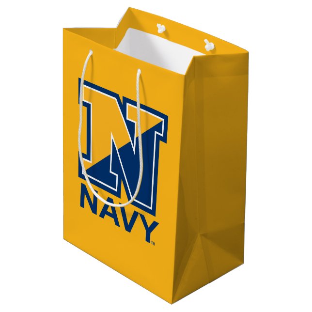 U.S. Navy | Navy Initial N Medium Gift Bag (Back Angled)