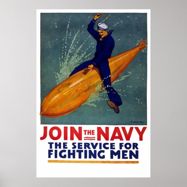 U.S. NAVY Poster - World War Sailor Rides A BOMB! (Front)