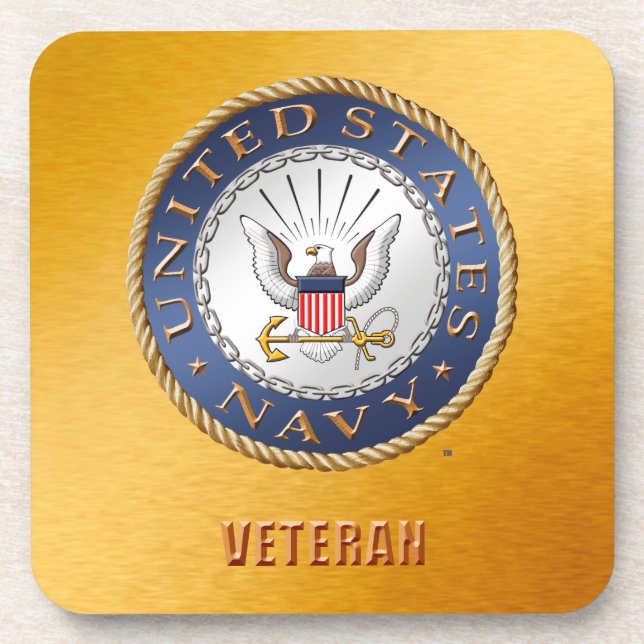 U.S. Navy Veteran Hard plastic coaster (Front)