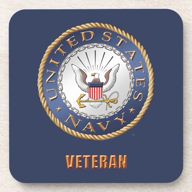 U.S. Navy Veteran Hard plastic coaster (Front)