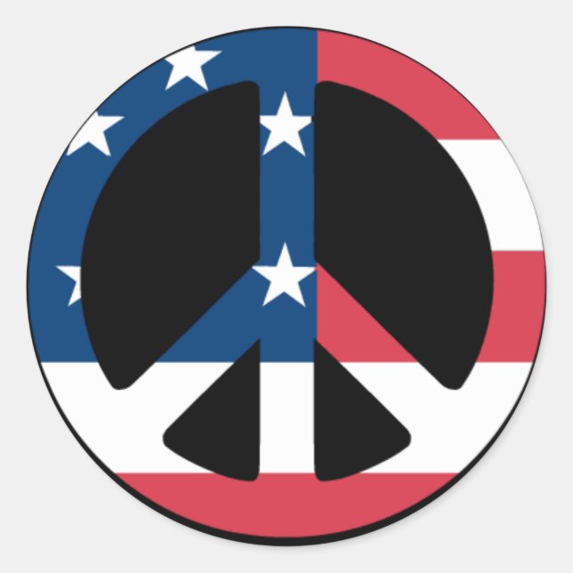 U.S. Peace Sign Classic Round Sticker (Front)