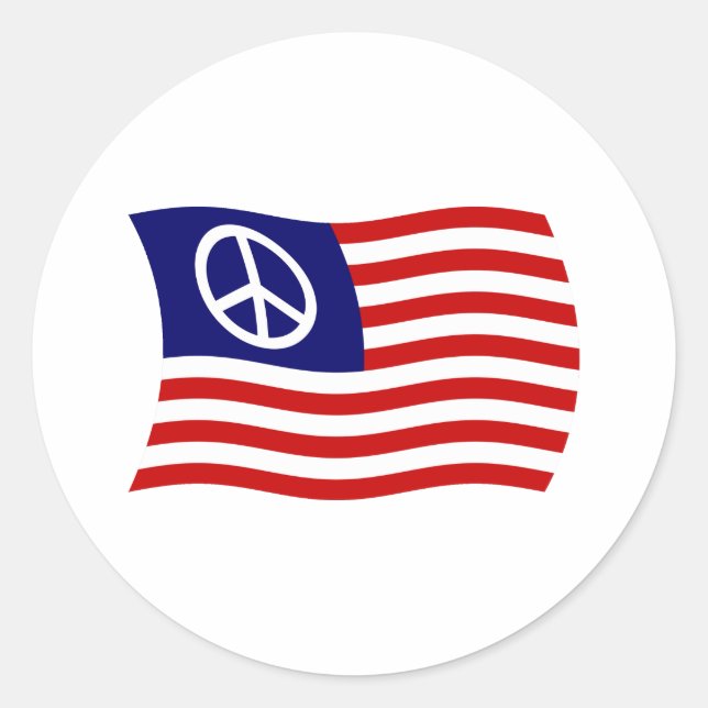 U.S. Peace Sign Flag Sticker (Front)
