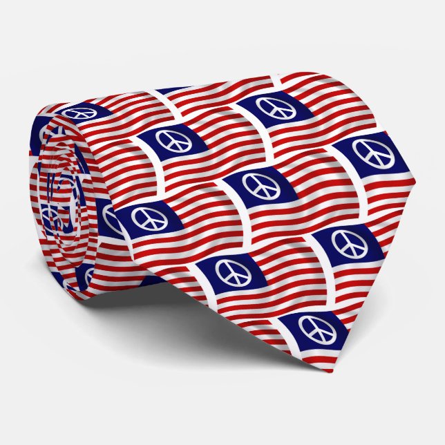 U.S. Peace Sign Flag Tie (Rolled)