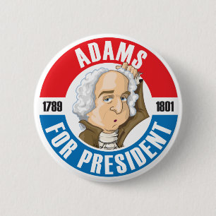 U.S. Presidents Campaign Button: #2 John Adams 6 Cm Round Badge