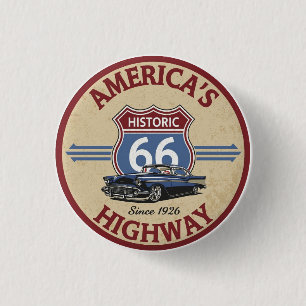 U.S. Route 66 historic highway Classic car gifts 3 Cm Round Badge