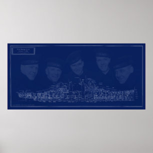 U.S.S. Juneau Blueprint Poster