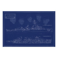 U.S.S. The Sullivans Fine Art Blueprint