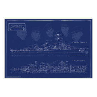 U.S.S. The Sullivans Fine Art Blueprint Photo Print