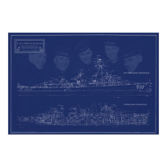 U.S.S. The Sullivans Fine Art Blueprint Photo Print (Front)