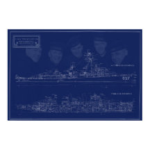 U.S.S. The Sullivans Fine Art Blueprint