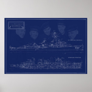U.S.S. The Sullivans Fine Art Blueprint Poster