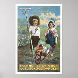 U.S. School Gardens, 1919. Vintage Advertising Poster