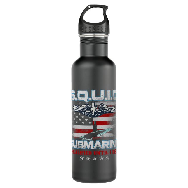 U.S Submarine Service Veteran Submariner USA Flag  710 Ml Water Bottle (Front)
