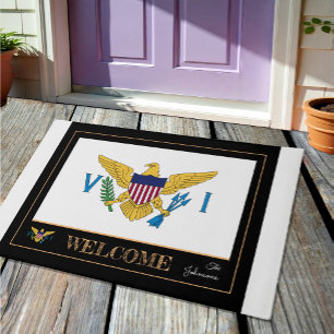 U.S. Virgin Isands house mat, V.I. Flag / Welcome Doormat