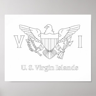 U.S. Virgin Island Flag Adult Colouring Poster