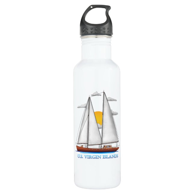 U.S. Virgin Islands Coastal Nautical Sailing Sailo 710 Ml Water Bottle (Front)