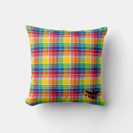U.S. Virgin Islands Flag (Black), Madras Cushion