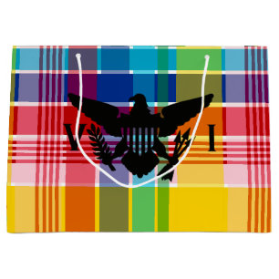 U.S. Virgin Islands Flag (Black), Madras Large Gift Bag