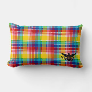 U.S. Virgin Islands Flag (Black), Madras Lumbar Cushion