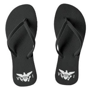 U.S. Virgin Islands Flag, Black & White Jandals