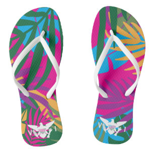 U.S. Virgin Islands Flag Colourful Tropical Leaves Jandals