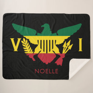 U.S. Virgin Islands Flag, Rasta Red, Yellow, Green Sherpa Blanket