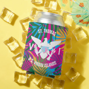 U.S. Virgin Islands Flag St. Thomas Colourful Palm Can Cooler