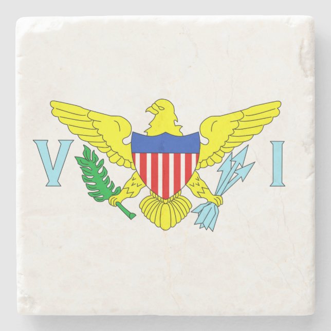 U.S. Virgin Islands Flag Stone Coaster (Front)