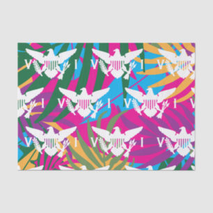 U.S. Virgin Islands Flag, Tropical Abstract Tissue Paper