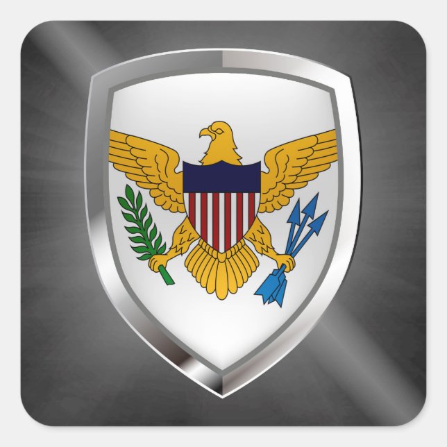 U.S. Virgin Islands Metallic Emblem Square Sticker (Front)