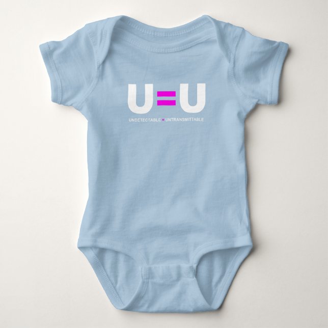 U=U HIV Undetectable Equals Untransmittable Baby Bodysuit (Front)