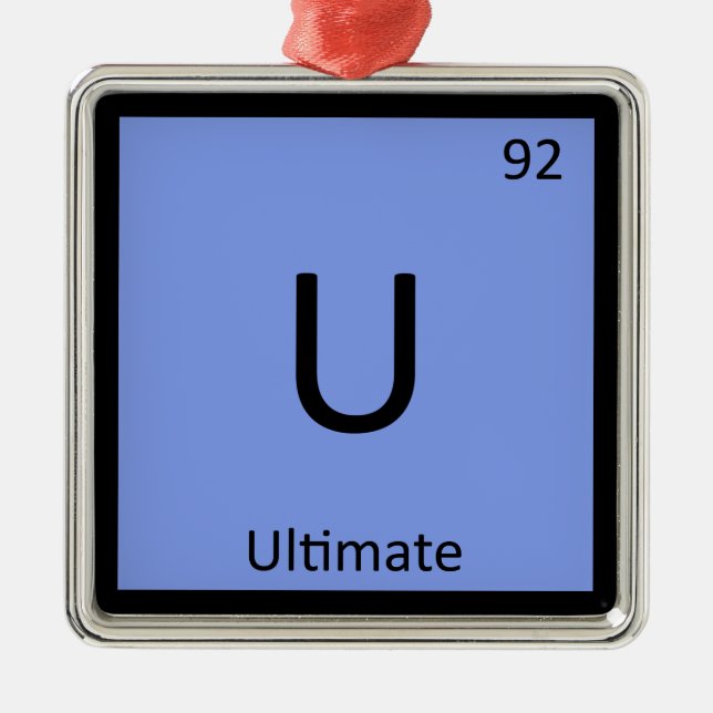 U - Ultimate Frisbee Sports Chemistry Symbol Metal Tree Decoration (Front)