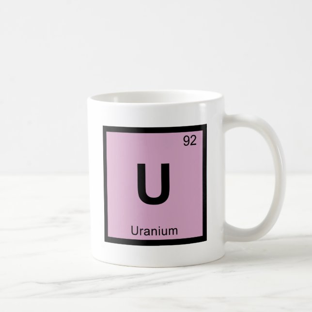 U - Uranium Chemistry Periodic Table Symbol Coffee Mug (Right)