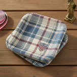 UA 250 American Plaid Shield Motif ID1301 Paper Plate<br><div class="desc">Celebrate the 250th anniversary in style with these premium "Heritage Plaid" paper plates. Featuring a sophisticated navy, cream, and maroon red tartan pattern with a distressed "USA 250" shield motif, these durable plates offer a boutique designer look for your patriotic gatherings. Perfect for commemorative picnics, historical society events, or any...</div>