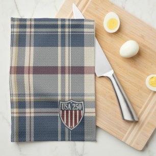 UA 250 American Plaid Shield Motif ID1301 Tea Towel