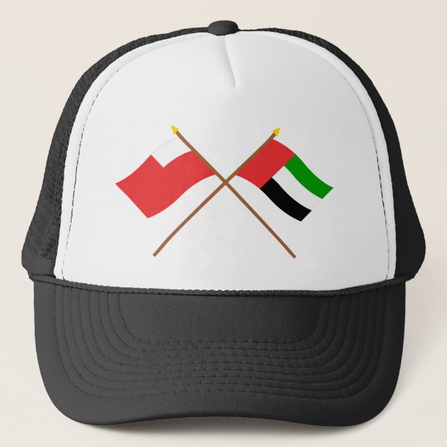 UAE and Abu Dhabi Crossed Flags Trucker Hat (Front)
