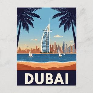 UAE Burj Al Arab Beach Retro Postcard