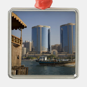 UAE, Dubai, Dubai Creek. Dhow cruises channel Metal Tree Decoration