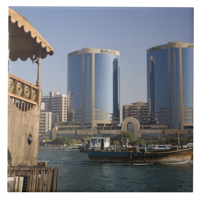 UAE, Dubai, Dubai Creek. Dhow cruises channel Tile (Front)