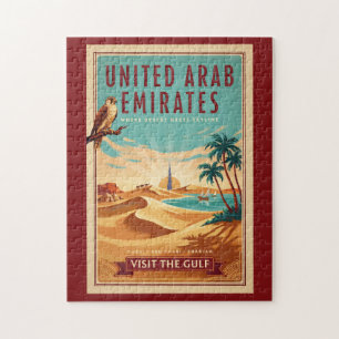 UAE Dubai Falcon Desert Illustration Travel Art Jigsaw Puzzle